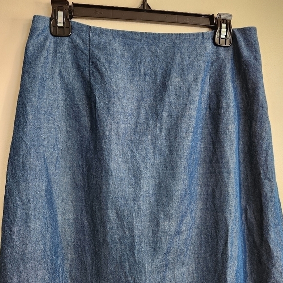 Vintage "Lily Custom Tailor" Chambray Denim Coastal Cowgirl Flare Skirt Size 29 - Picture 3 of 12